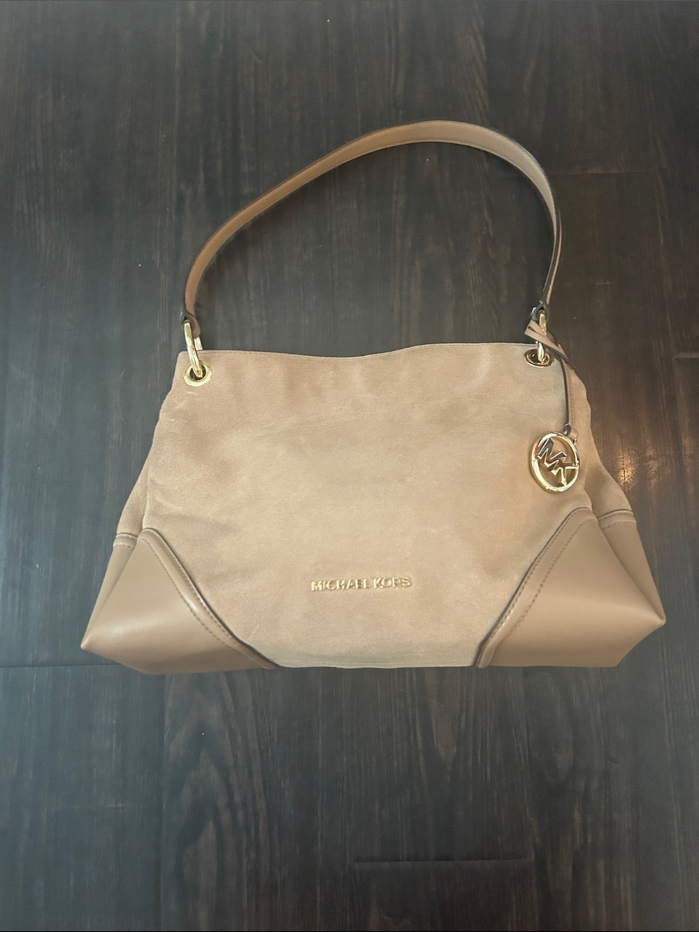 Michael Kors Suede Khaki Shoulder Bag
